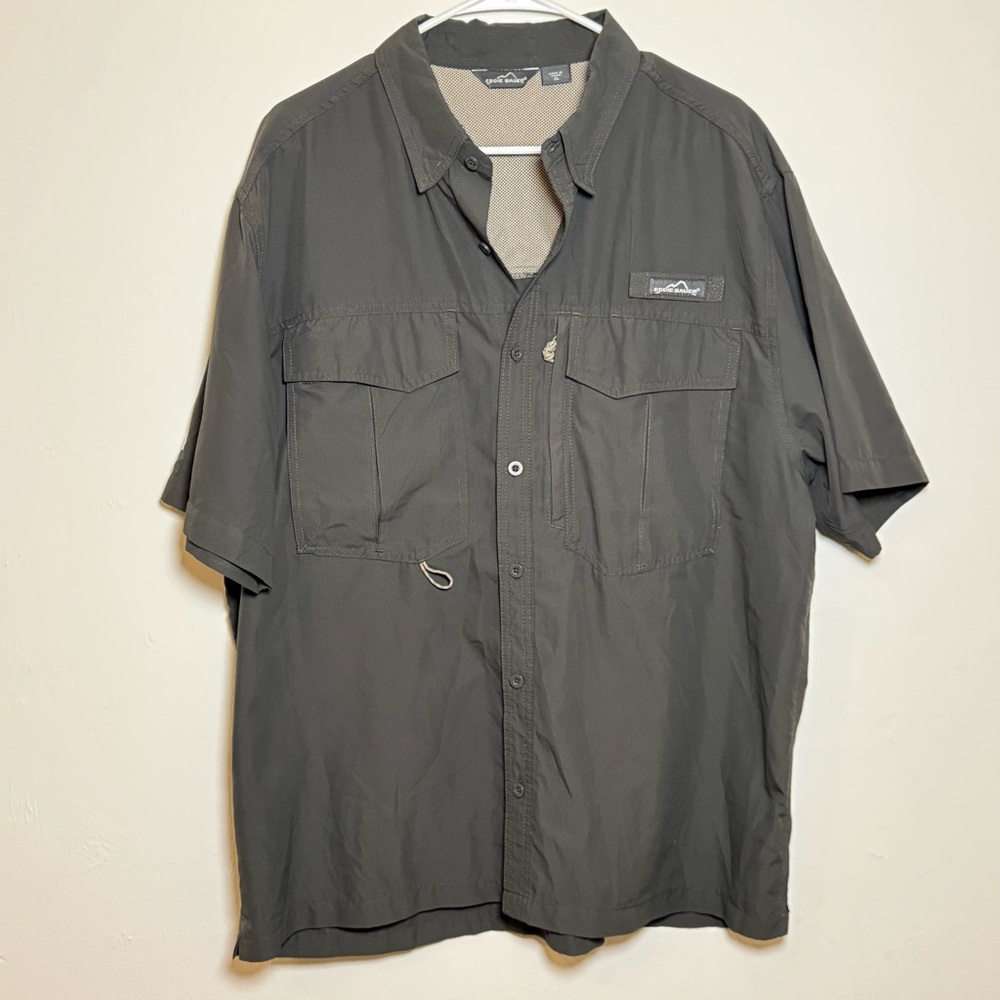 Men's Eddie Bauer Guide Vented‎ Pro Short Sleeve Shirt XL - Dark Olive Green